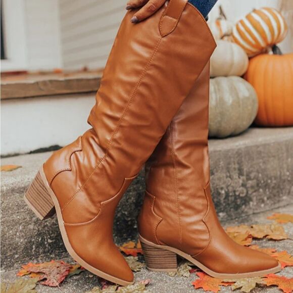 UNIVERSAL THREAD ROUND TOE TALL BLOCK HEELED BOOT - Picture 1 of 14